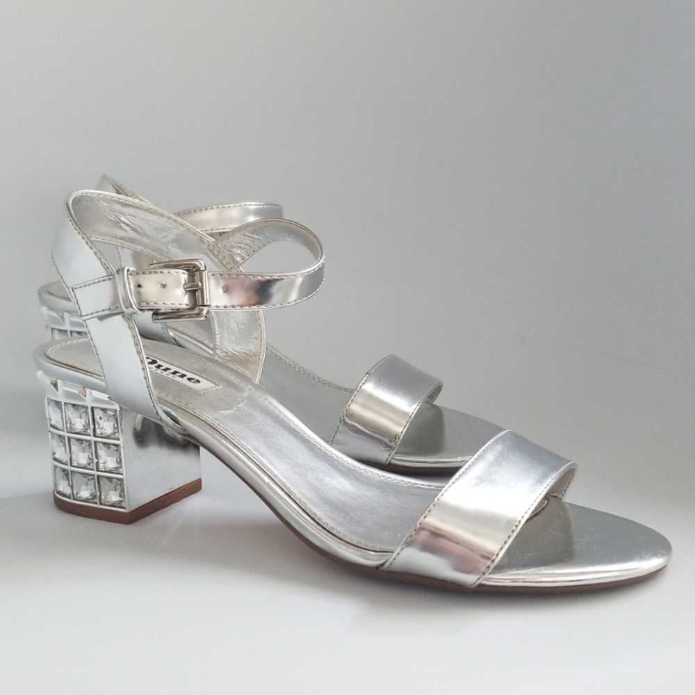 Dune - Metalic Siver Chunky Heels